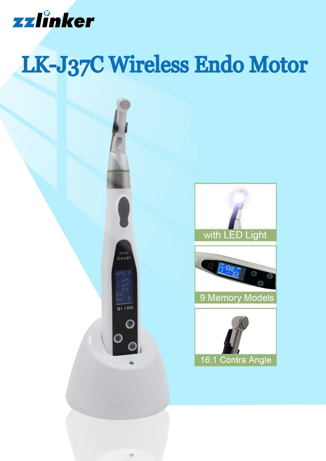 LK-J37C Endodontic Machine Dental Endo Rotary Engine Files Motor with Apex Root Canal Treatment Price Quality Same as Endo Motor Woodpecker